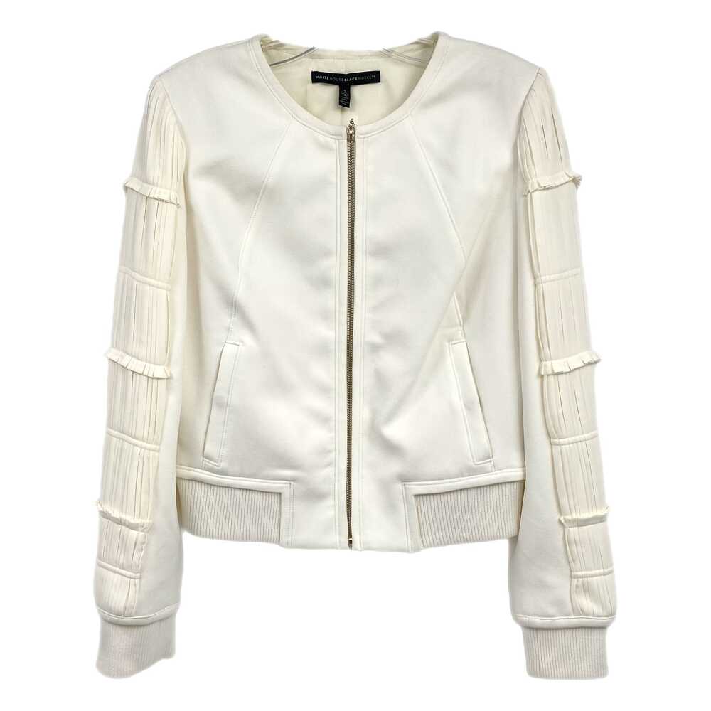 White House Black Market Cream Blazer Pleated Sleeve Zip-Up | Womens 4